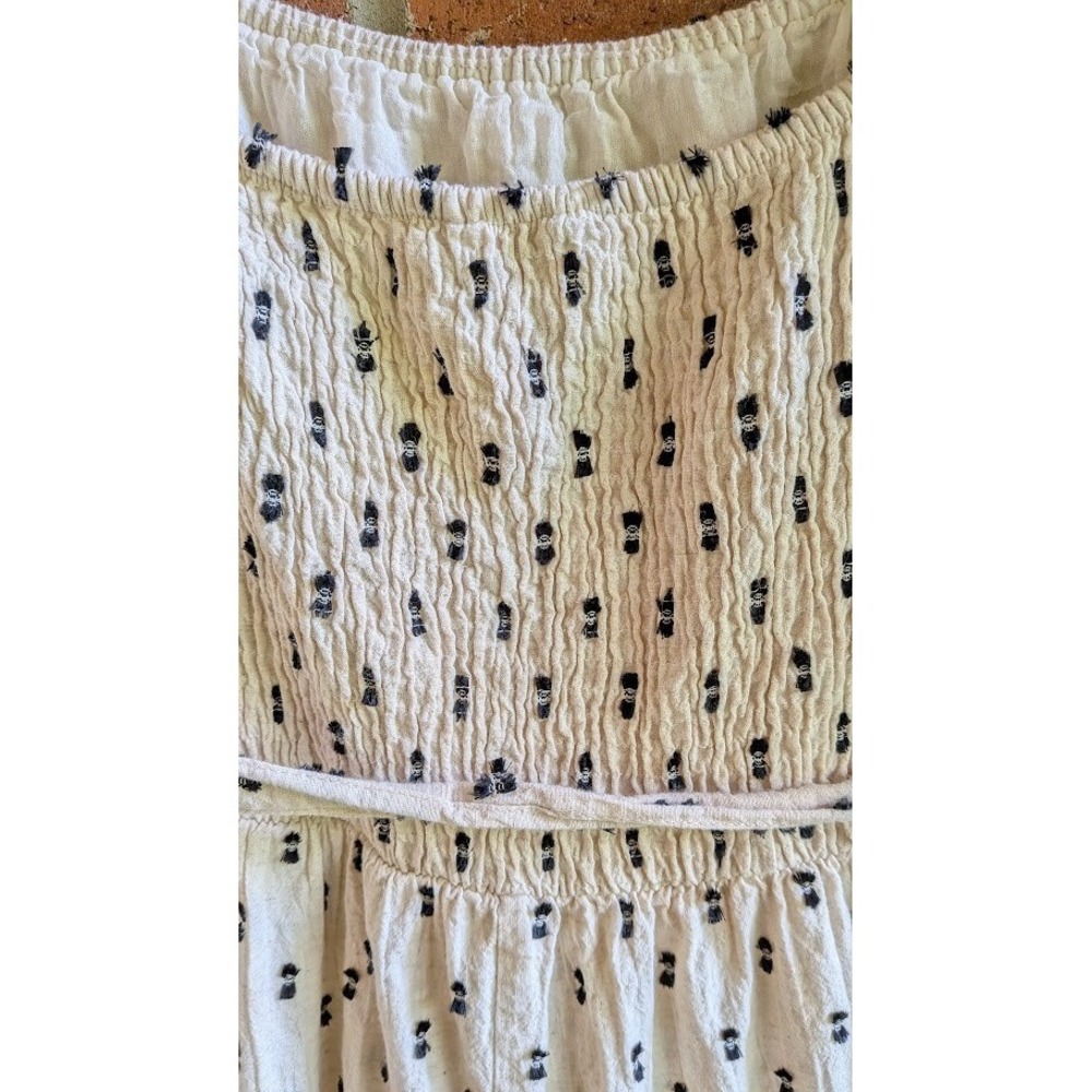 Tiered Dress L Linen Blend Peasant Milkmaid Cottagecore Feminine Coquette Fairy - Picture 11 of 12